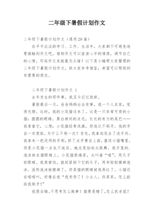 二年级下暑假计划作文.docx