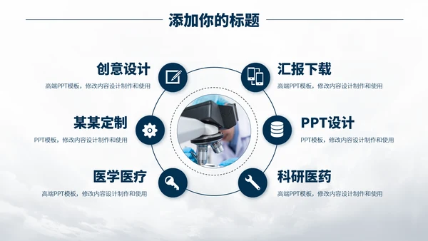 深蓝色医学医疗生物基因PPT模板