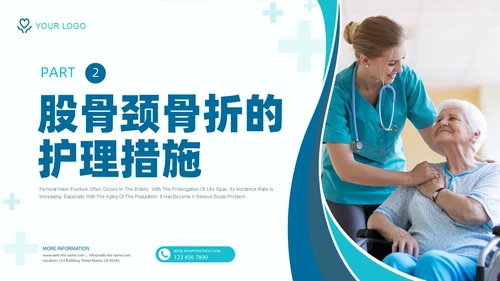 绿色实拍医疗护理培训股骨骨折护理查房培训PPT课件
