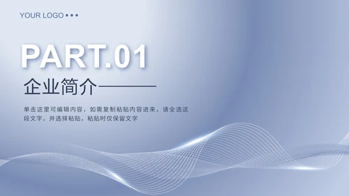 蓝色简约产品介绍手册PPT模