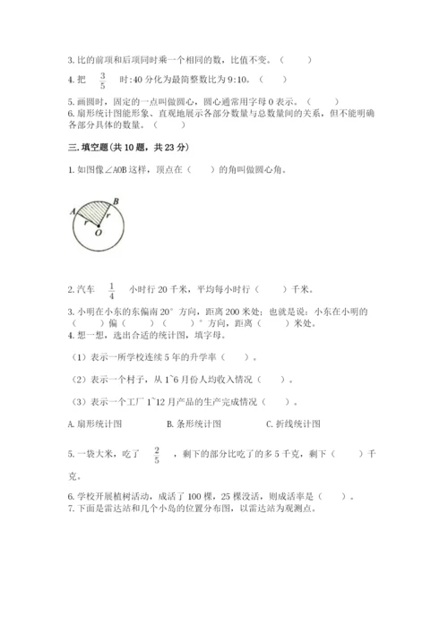 2022人教版六年级上册数学期末测试卷及完整答案（名校卷）.docx