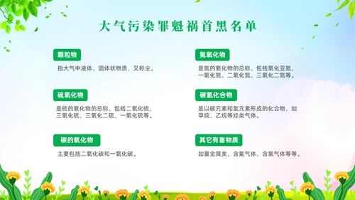 绿色清新风大气污染环境保护主题班会世界环境日