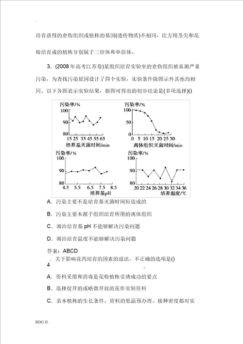 2011高考生物一轮复习专题3随堂即时巩固选修1