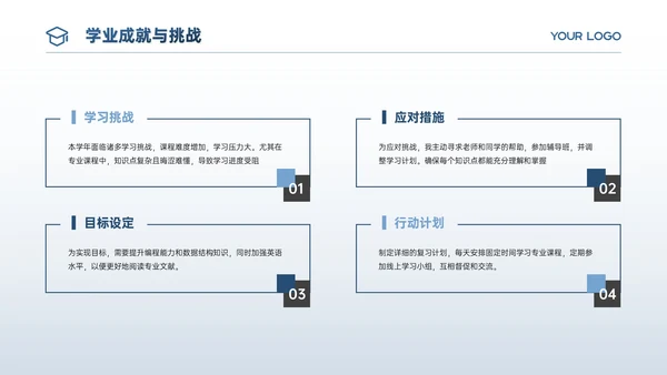 蓝色商务风结业报告PPT模板