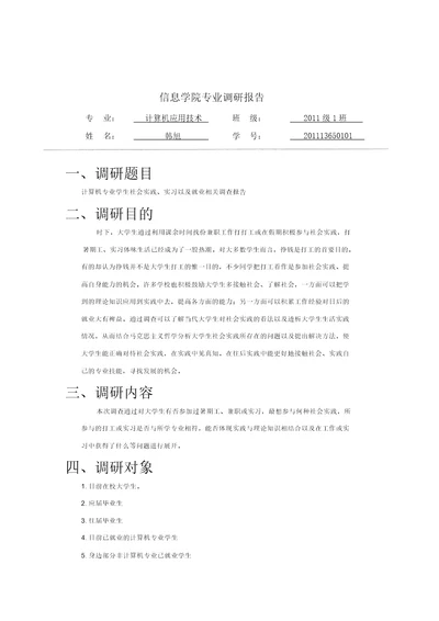 计算机专业调研报表