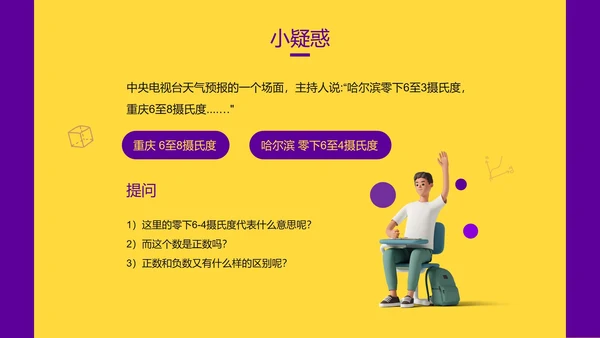 黄紫简约3D时尚精品教学课件PPT模板