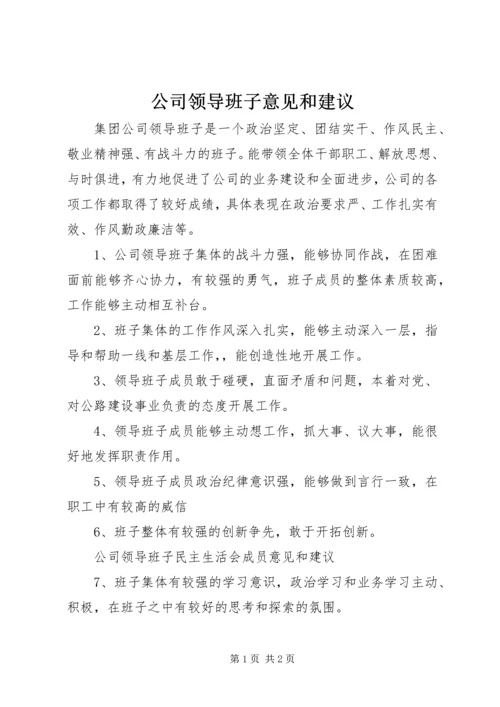 公司领导班子意见和建议.docx