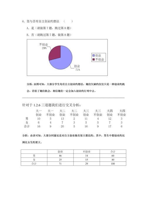 大学生创业观的调查汇总报告.docx