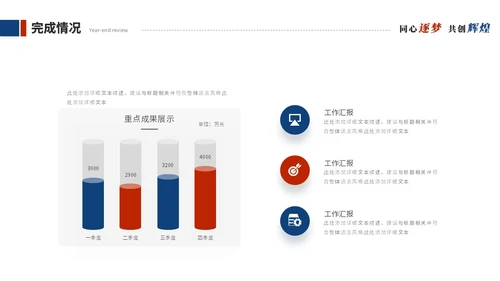 简约创意红蓝商务撞色年终总结暨新年计划工作总结工作计划ppt模板