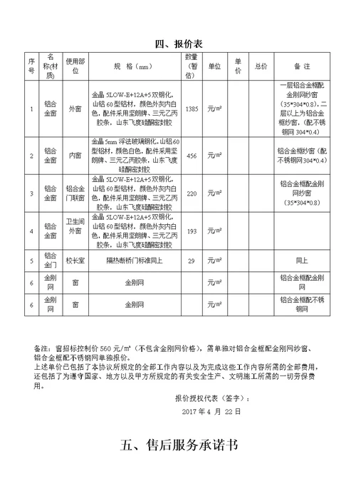 淄博工业学校建设工程窗采购投标书