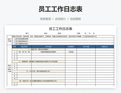 员工工作日志表