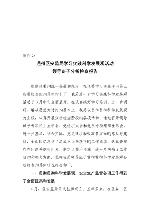 安监局领导班子分析检查分析报告概述.docx