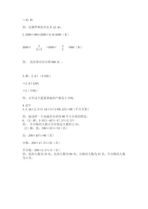 小学六年级数学期末自测题附答案ab卷.docx