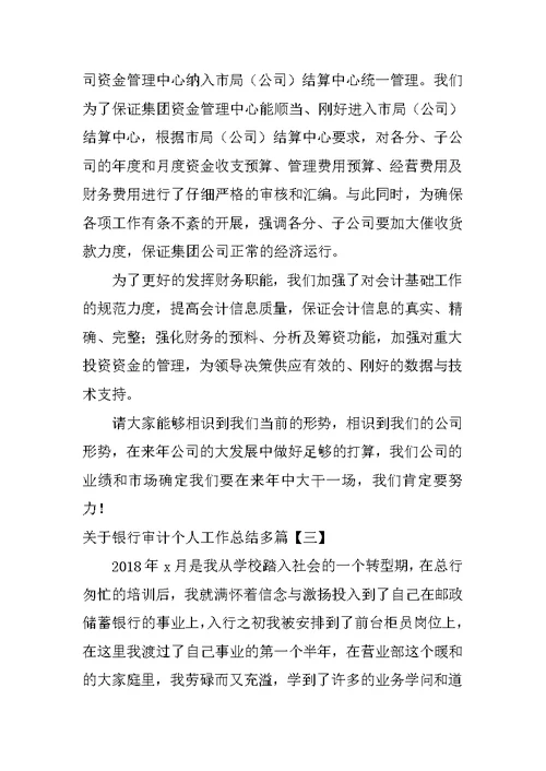 关于银行审计个人工作总结多篇