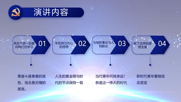蓝色党建党支部工作总结汇报计划PPT