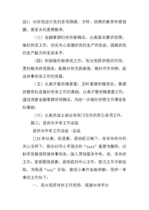 外事侨务工作总结