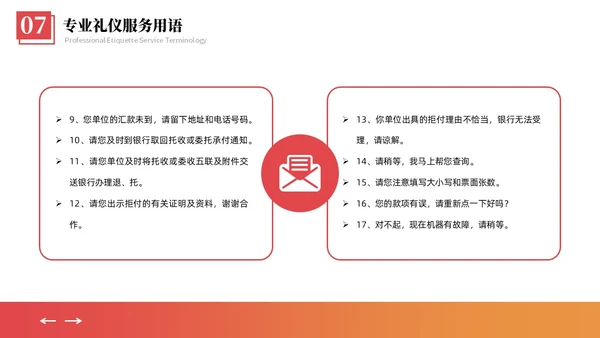 橙黄色商务礼仪插画风格银行窗口服务礼仪商务礼仪PPT窗口服务礼仪培训