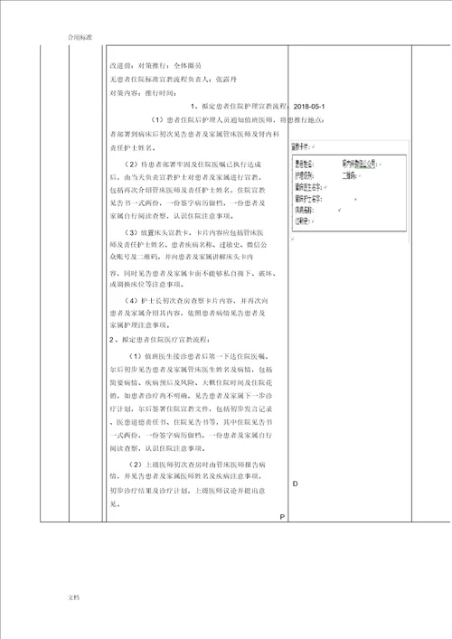 护理高质量改善项目