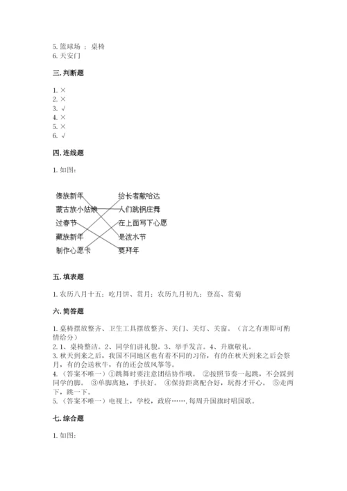 部编版二年级上册道德与法治期中测试卷带答案（综合题）.docx
