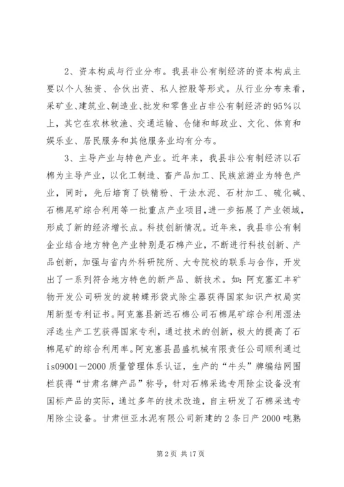 县非公有制经济发展情况自查汇报.docx