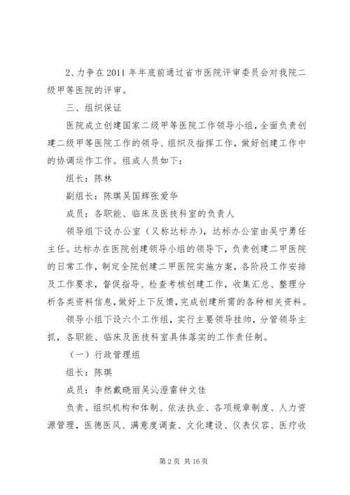 创建二级甲等医院实施方案.docx