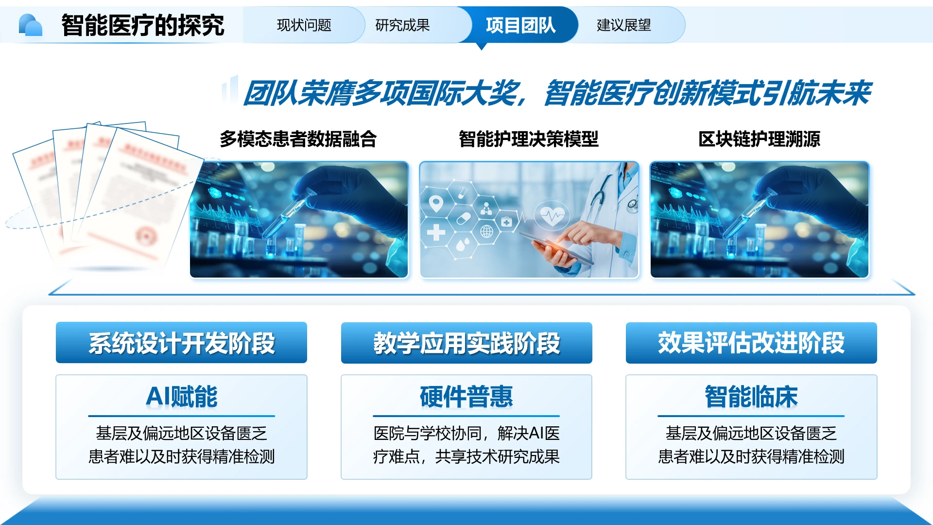 工作总结-学术科研医学蓝色商务风3项