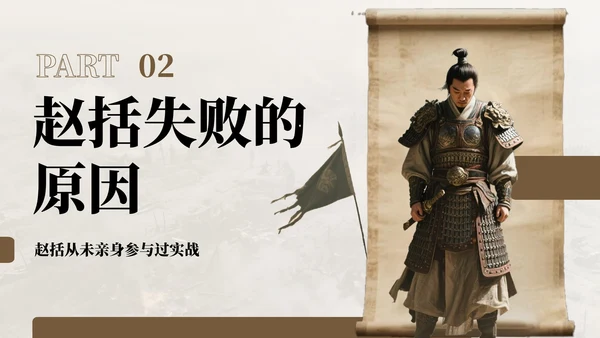 棕色中国风纸上谈兵历史教学课件