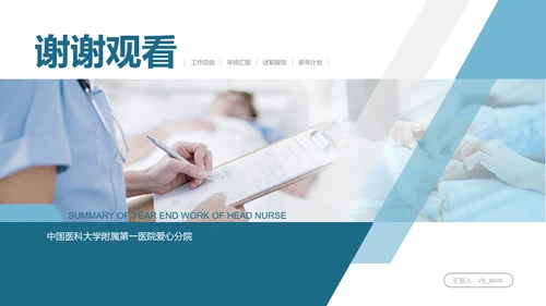 护士长年终工作总结述职报告汇报PPT模板