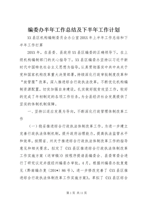 编委办半年工作总结及下半年工作计划.docx