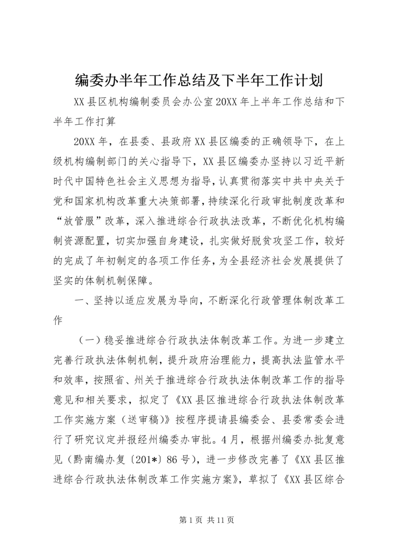 编委办半年工作总结及下半年工作计划.docx