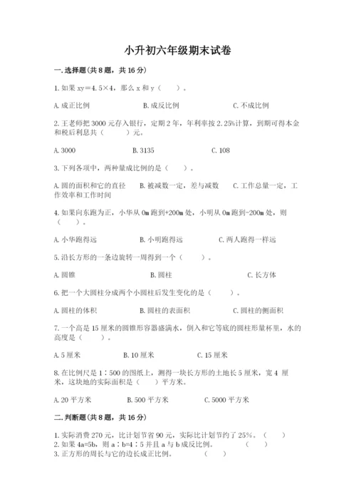 小升初六年级期末试卷精品（典优）.docx