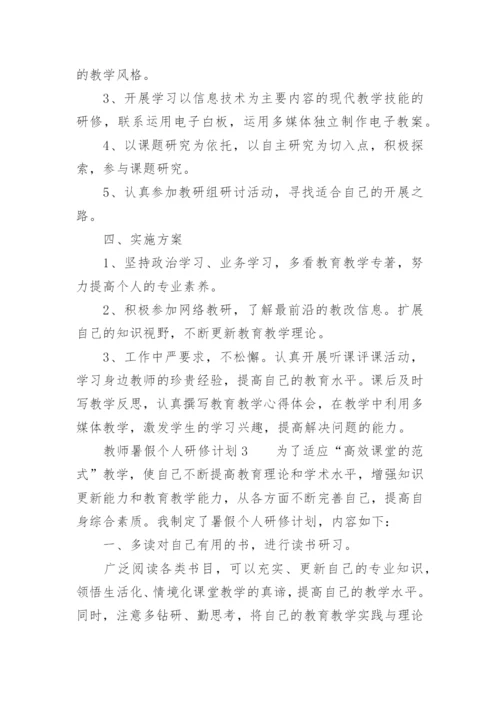 教师暑假个人研修计划.docx