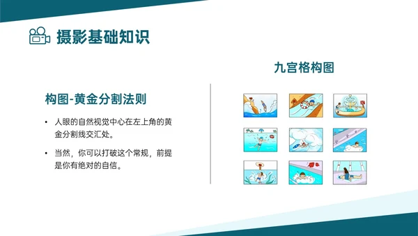 绿色卡通插画风新闻摄影知识培训PPT课件