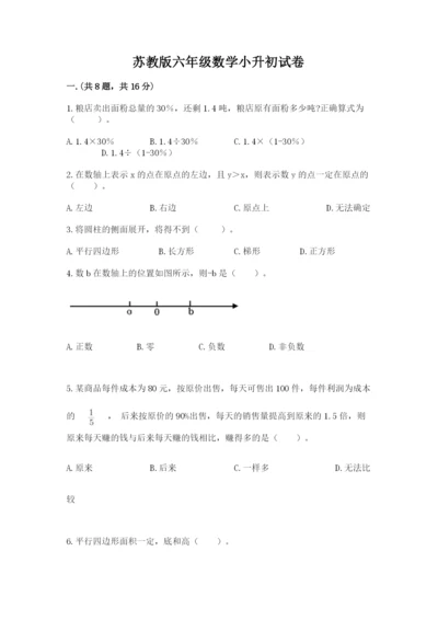 苏教版六年级数学小升初试卷含答案【最新】.docx