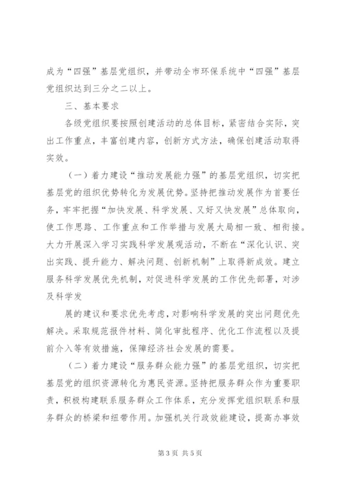 开展创建“四强”基层党组织活动全面加强基层党的建设实施方案.docx