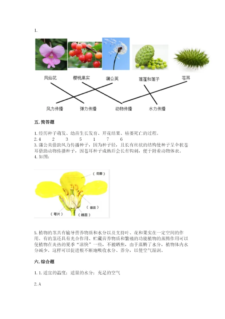 科学四年级下册第一单元《植物的生长变化》测试卷精品【各地真题】.docx