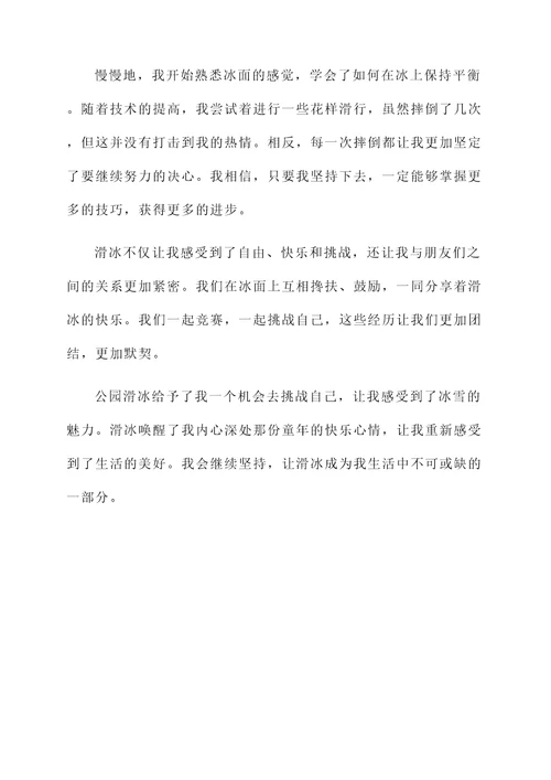 公园滑冰后的感想