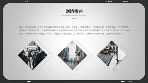 黑白简约风电影介绍电影观后感电影推荐电影分享ppt模板