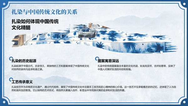 蓝色中国风非遗扎染的艺术魅力PPT模板