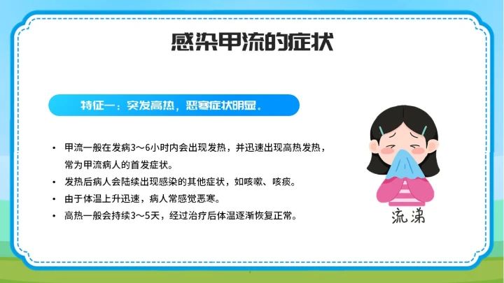 预防甲型流感病毒医学知识PPT模板
