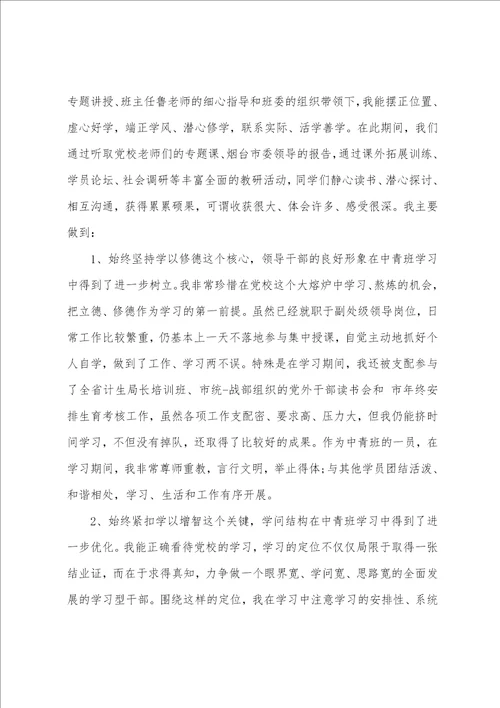 中青班培训自我鉴定3篇中青班自我鉴定800字