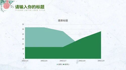 淡蓝色小清新花环简约总结汇报PPT模板