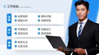 人物介绍-蓝色潮流商务工作经验3项图示