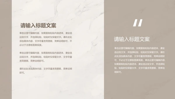 浅棕色大理石简约竞聘述职PPT模板