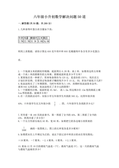 六年级小升初数学解决问题50道含答案【基础题】.docx