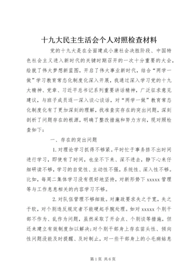 十九大民主生活会个人对照检查材料 (2).docx