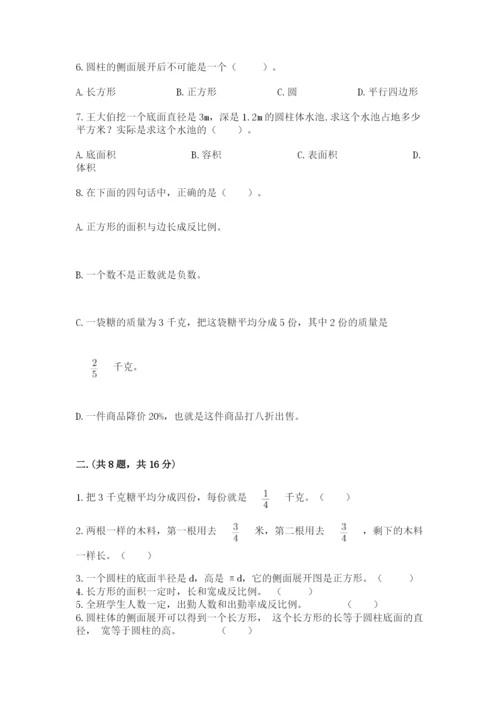 北师大版数学小升初模拟试卷及完整答案（典优）.docx