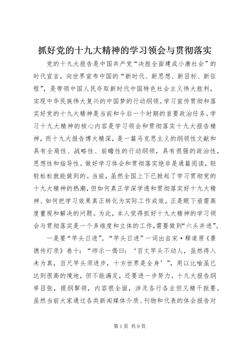 抓好党的十九大精神的学习领会与贯彻落实.docx