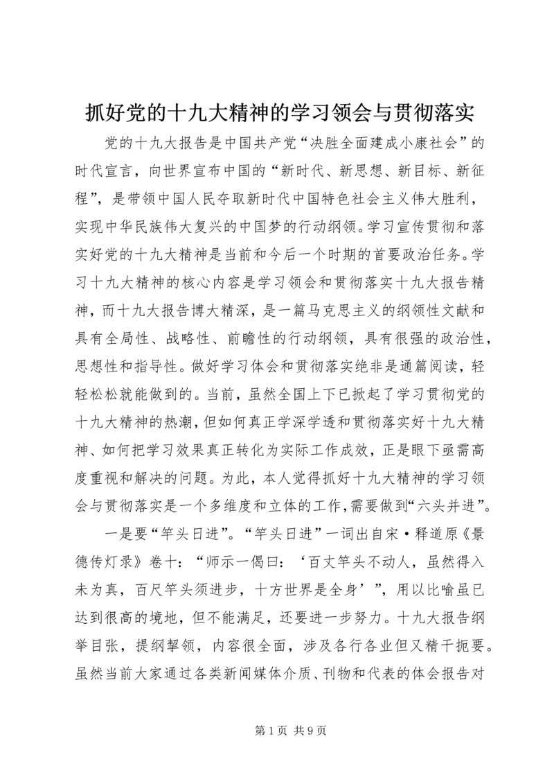 抓好党的十九大精神的学习领会与贯彻落实.docx