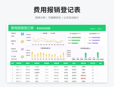 费用报销登记表-重复报销提醒